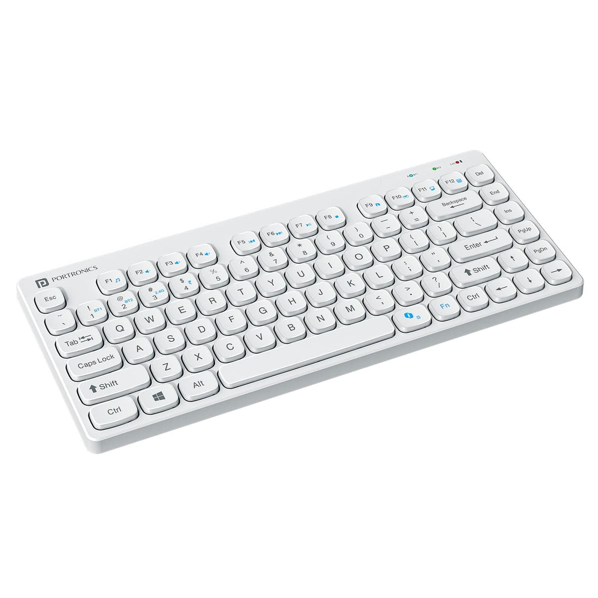 Portronics Bubble Multimedia Wireless Keyboard 2.4 GHz &amp; Bluetooth 5.0 Connectivity, Noiseless Experience, Compact Size for iOS iPad Air, Pro, Mini, Android, Windows Tablets PC Smartphone(White) - Photo 1